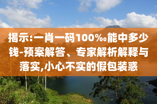 揭示:一肖一碼100‰能中多少錢-預(yù)案解答、專家解析解釋與落實(shí),小心不實(shí)的假包裝惑